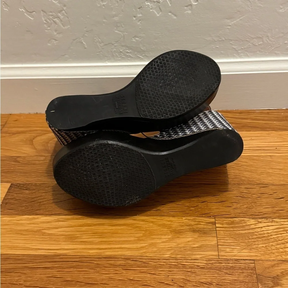 STUART WEITZMAN Black Holiday Pipe Open Toe Platform Wedge Size 7.5 7 1/2‎ Shoes